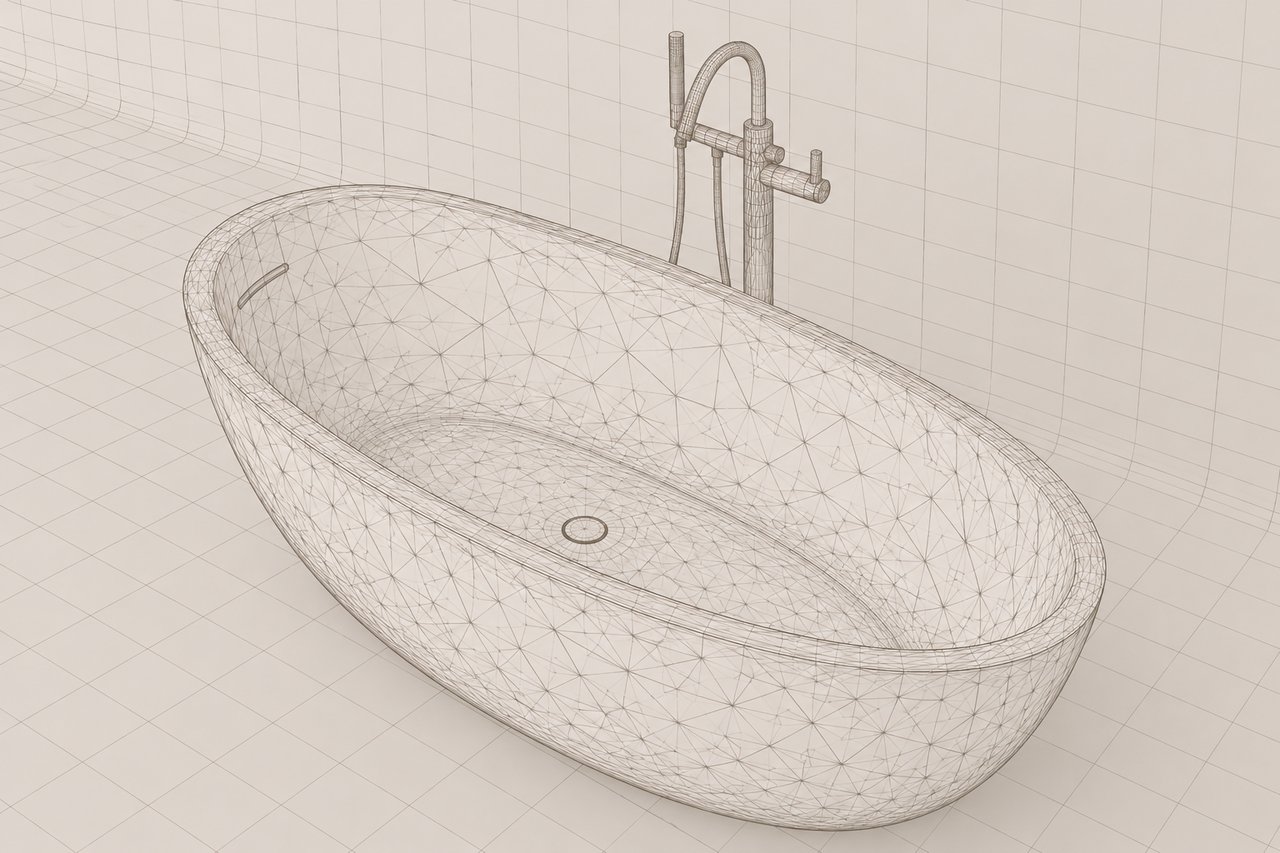 Generiertes Bild_ Minimalistisches Drahtgitter-Badezimmer